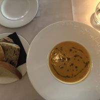 Celeriac and red pepper soup at Fellinis in Ambleside