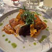 Mashed carrot filo-wrap  at Fellinis in Ambleside
