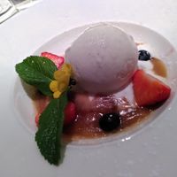 Baked pineapple with vegan ice-cream at Fellinis in Ambleside