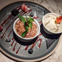 Apple and plum crumble at Fellinis in Ambleside