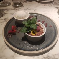 Rhubarb and ginger crumble at Fellinis in Ambleside