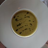 Courgette and rosemary soup (goes with bread and vegan butter) at Fellinis in Ambleside