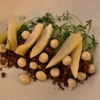 Starter onion and leek terrine   at Glas Restaurant in Dublin