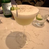 White Night - gin based with aquafaba foam.   at Glas Restaurant in Dublin