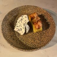 Polenta and pear cake  at Glas Restaurant in Dublin