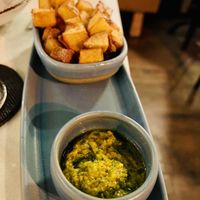 Patatas braves, roast vegetable pesto   at Glas Restaurant in Dublin