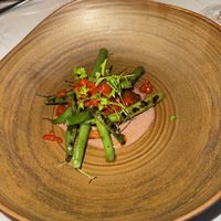 Long beans first course  at Glas Restaurant in Dublin