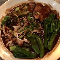 Tofu, tenderstem broccoli and rice noodle ginger broth at Glas Restaurant in Dublin