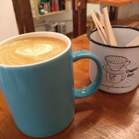 Oat 'milk' latte! at Mia in Malaga