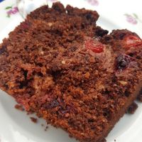sweet vegan cake with chocolate, berries and chili at Curieux Coffeeshop in Nantes