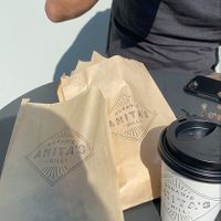 Lavender oat milk lattes and treats  at Anita's Bread and Coffee in Chilliwack