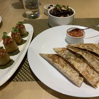 Oyster, quesadilla, Apple pudding  at iVegan in Makati