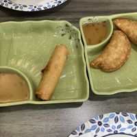 Spring roll & curry pocket  at Harmony Vegetarian in Chamblee