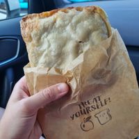 Homemade vegan Welsh oggie at Vegan Goodies Wales in Oswestry