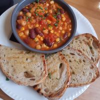 Mexican bean stew  at Yurt Cafe in East London
