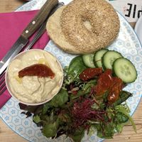 Bagel with homemade hummus at HoneyPie in Middelburg