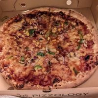 Verily Vegan with BBQ base (onions, green peppers, mushrooms, sweetcorn, vegan cheese) #Veganuary at Pizzology in Salford