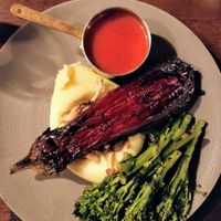 Aubergine "vegan steak" dinner at The Stackpole Inn in Pembroke