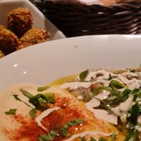 Hummus and Aubergine 🍆 at Falafel Sababa in Berlin