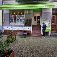 Outside of Falafel Sababa at Falafel Sababa in Berlin