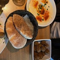 Humus with pita and falafel at Falafel Sababa in Berlin