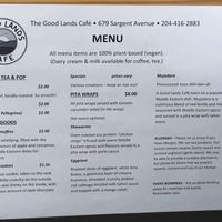 Sun 10-3, Mon to Thurs 8-4, Sat & Sun. 10-3; closed Fridays at The Good Lands Cafe in Winnipeg