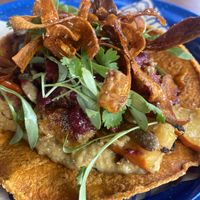Vegan taco with pumpkin hummus  at Nixta Taqueria in Austin