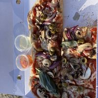 vegan magherita + olives/mushrooms/onions  at Pinsa Manufaktur in Stuttgart