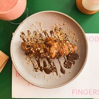 Vegan croissant and smoothie at Wild Souls in Athens