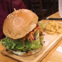 Vegan burger at Buddha Belly in Ninh Binh