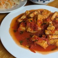 Fried Tofu with Tomato Sauce at Buddha Belly in Ninh Binh