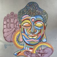 Wall painting at Buddha Belly in Ninh Binh