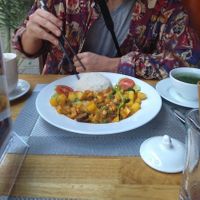 Curry comes with soup at Buddha Belly in Ninh Binh
