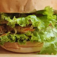 Vegan burger at Buddha Belly in Ninh Binh