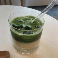 Iced matcha latte with homemade soy milk  at Soi & Co in Berlin