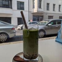 Iced matcha latte with adzuki at Soi & Co in Berlin