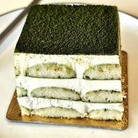 Matcha tiramisu with plum wine tofu creme at Soi & Co in Berlin