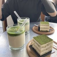 Matcha tiramisu & iced oat milk matcha lattes 💚  at Soi & Co in Berlin