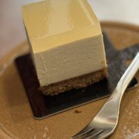 I missed Asian citrus flavor during my trip. Vegan gelatin (assuming made with agar agar) part on top has yuzu flavoring not tofu cheese part. Still refreshing flavor for me     at Soi & Co in Berlin