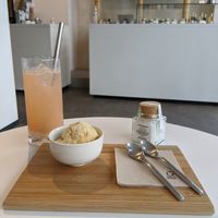 grapefruit tonic with fermented rice, soy sauce icecream and nigiri at Soi & Co in Berlin