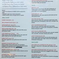 menu at Madame K's Vegan- CBD in Melbourne