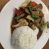 Lemongrass duck stir fry (main dish)  at Madame K's Vegan- CBD in Melbourne