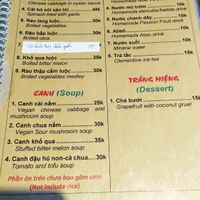 Menu at Pham Hong Phuoc in Ho Chi Minh City