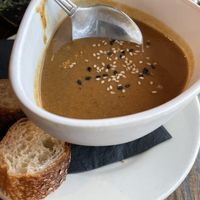 African peanut soup at Red Lentil in Watertown