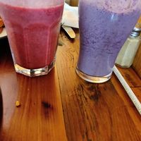 Tropical blend and berry blast smoothies at Red Lentil in Watertown