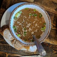 Ginger miso soup at Red Lentil in Watertown