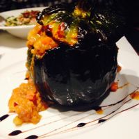 stuffed acorn squash at Red Lentil in Watertown