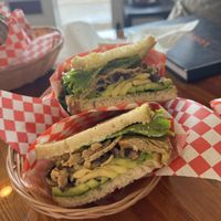 Chick’n & mushroom sandwich!! Favorite   at The Cardinal Herbs Teas and Spices in Honokaa