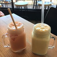 Detox juice & vegan summer smoothie  at Long Lost Friend Cafe in Adelaide