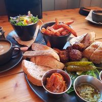 Lovely fresh mezze and salad at Slates in Elterwater today Veganuary feast! #Veganuary at Slates in Ambleside